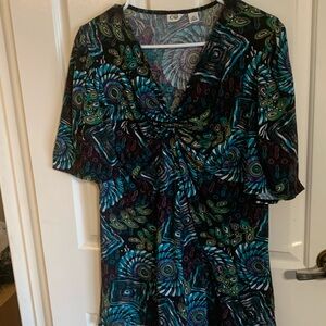 Cato Blue and Black Patterned Top